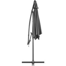 Tohota - Parasol déporté 3 m, structure aluminium, toile polyester 180g/m², 6 branches acier, manivelle - Gris