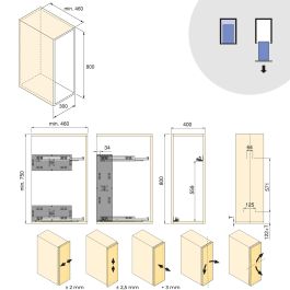 Emuca Chariot extractible Harmony avec fermeture à amortie, Module largeur 400mm hauteur 800mm, Acier et Bois, Gris anthracite