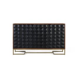 Buffet GINER Y COLOMER en bois de manguier avec pattes dorées, finition noire et avellana, sculpté à la main, 135 cm de largeur Precio: 1151.988. SKU: B1JBBZKMYS