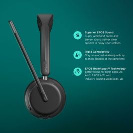 EPOS IMPACT 1060 Casque Sans Fil Bluetooth pour Bureau/Centre d'Appels Binaural Noir