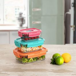 Boîte à lunch hermétique Luminarc Pure Box Holy Bicolore verre 1,22 L (6 Unités)