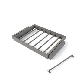 Emuca Kit de porte-pantalon à 7tringles et rack ajustable Quartz pour armoires, glissières extension totale et à fermeture douce, Module 70cm, Finition Titane