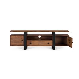 GINER Y COLOMER Meuble TV en palissandre avec pieds en métal - Buffet télévision design 170x45x55 cm en bois de palissandre couleur noyer