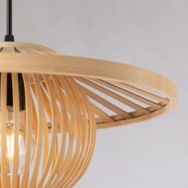 Lampe Suspendue Pembroke Pines SKD-P80114, Rotin, Style Naturel Boho-Chic