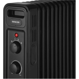 Sencor Radiateur à bain d'huile SOH 3511BK - Noir - 2300 W - Chauffage pour pièce de 16 à 23 m² - 3 niveaux - Sécurité surchauffe - 11 ailettes - Avec roulettes