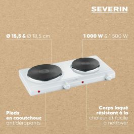 Severin DK 1042 - Plaque de cuisson électrique 2 zones (plaques scellées) - 1500W + 1000W - Blanc - Pour comptoir