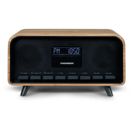 Thomson Radio Réveil Bluetooth Vintage Cosy THO3499550388916 - 30W, Radio FM, Alarme Dual, Écran LCD, Chargeur USB-C, 230V