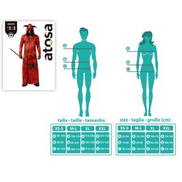 Déguisement Démon Rouge avec Robe et Capuche à Cornes pour Adulte Homme, Taille XS-S, En Polyester, pour Halloween et Fêtes