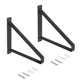 Emuca Jeu de supports pour étagères en bois Shelf avec forme triangulaire, Acier, Peint en noir