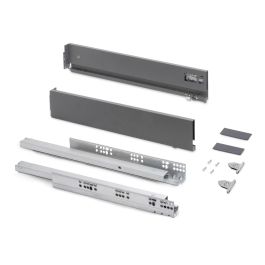 Emuca Tiroir extérieur Vertex avec réglages 3D hauteur 93mm, 40kg, profondeur 270mm, Acier, Gris anthracite