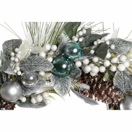 Couronne de Noël DKD Home Decor Bleu Argenté PVC 60 x 60 x 12 cm