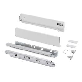 Emuca Tiroir extérieur Vertex avec réglages 3D hauteur 93mm, 60kg, profondeur 500mm, acier, Peint en blanc