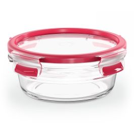 Emsa N10403 Clip & Close Glas Frischhaltedose rund 0.6 L Transparent/Rot