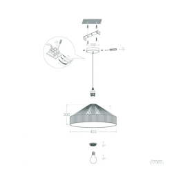 Lampe Suspendue Corde Krefeld SKD-P80037, Style Naturel et Frais, Douille E27