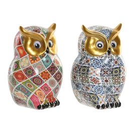 Figurine Décorative Home ESPRIT Multicouleur Doré Hibou méditerranéen (2 Unités)