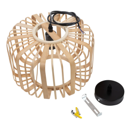 Lampe Suspendue Linjiang SKD-P80110 Rotin Naturel Boho-Chic Douille E27