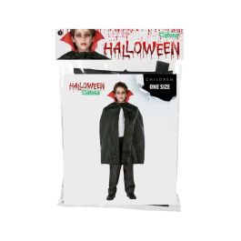 Cape courte noire avec col rouge pour enfant de 70 cm - Accessoire léger pour déguisement Halloween