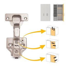 Emuca Lot de 20 charnières super coudées X92 avec fermeture amortie et embases à visser, Hauteur 0, Acier, Nickelé