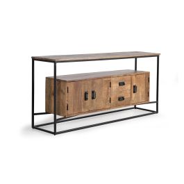 GINER Y COLOMER Buffet en bois de manguier avec finition métal naturel - Meuble artisanal