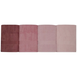 Set de 4 serviettes de bain en coton 100% - 70 x 140 cm - Couleur poudre