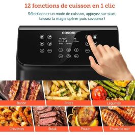 Cosori Friteuse sans huile Premium II Chef Edition 6,2L 1700W Noir avec 12 programmes et 50 papiers de cuisson