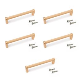 Emuca Lot de 5 poignées pour meubles Bergen, L141mm, entraxe 128mm, Aluminium , peint en or