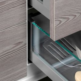 Emuca Tiroir Extérieur Vertex 40kg côtés en verre 131mm de haut, 450mm de profondeur, Acier & Aluminium et Verre, Gris Anthracite