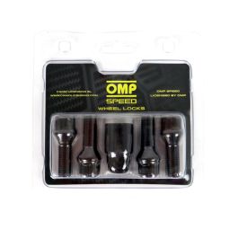 OMP Speed Jeu de 4 Vis Antivol Roues M12x1.5 Conique Long 28-55 mm Clé 17-19 Noire Din 10.9 OMPS09821201