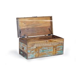 GINER Y COLOMER - Baûl de Rangement Artisanal en Bois Recyclé Multicolor - Coffre 80x40x40 cm, Grande Capacité, avec Ouverture Supérieure