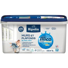 Ripolin - Peinture murale et pour plafond ILLICO 3 L - Blanc Mat - Ultra couvrante, séchage rapide 20 min - Fabriqué en France Precio: 62.016. SKU: B1568B3WYJ