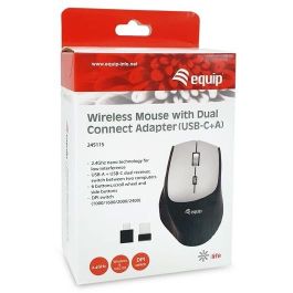 Equip Optische Maus kabellos USB-Komfort USB-C/A R+L schwarz