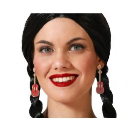 Boucles d'oreilles décoratives en forme de guitare rouge avec motifs floraux pour déguisement musical, mexicain ou flamenco Precio: 10.5. SKU: B13VZL8QG5