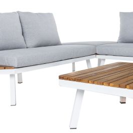 Canapé de jardin Saskia Blanc Bois Aluminium 260 x 70 x 70 cm