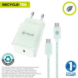 Chargeur Mural + Câble USB-C Muvit for Change Glass GaN Vert