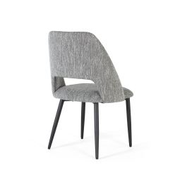 GINER Y COLOMER Lot de 2 chaises design en tissu gris avec structure en bois et pieds en métal noir - Dimensions (LxPxH): 57x52x91 cm