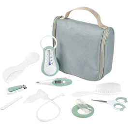 Beaba Trousse de toilette bébé 10 accessoires - Thermomètre, coupe-ongles, peigne, brosse, mouche-bébé - Format compact avec crochet - Vert sauge Precio: 60.372. SKU: B1J32F9CDP