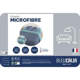 Couette microfibre - 240 x 220 cm - BLEU CALIN - Chaude - 400 g/m² - Bicolore Nuit / Glacier