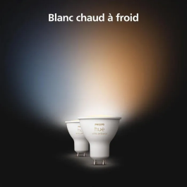 Philips Hue - Pack de 2 ampoules LED connectées GU10 - Spot dimmable blanc chaud à froid - Éclairage intelligent pour maison