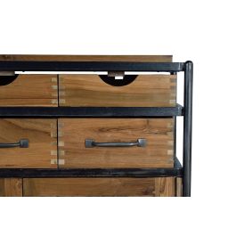 GINER Y COLOMER Buffet en teck et bois de manguier avec métal, couleur naturel, 8 tiroirs et 3 portes, 110 x 140 x 40 cm