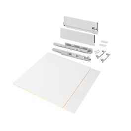 Emuca Kit de tiroirs pour cuisine ou salle de bains Vertex avec réglages 3D, hauteur 178mm, avec panneaux inclus, module 600mm, Peint en blanc