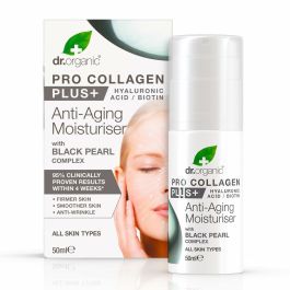 Dr. Organic Crème Anti-âge PRO COLLAGEN+ Perle Noire Hydratante avec Acide Hyaluronique et Biotine, 50 ml