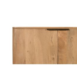 GINER Y COLOMER Buffet 4 portes en bois de manguier naturel aux coins arrondis avec poignées métalliques, design épuré et spacieux