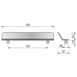 Viefe Poignée Zamak Thin, Distance 160, Finition Nickel Brossé