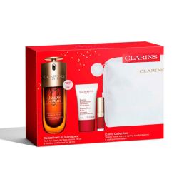 Clarins Coffret Sérum Double Double Serum 75 ml + Soins Visage et Lèvres + Trousse - Anti-âge, Hydratation, Raffermissement