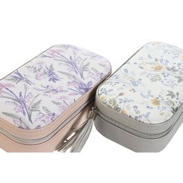 Boîte à bijoux DKD Home Decor Blanc Gris Lila Rose clair Polyuréthane Miroir 18,5 x 10 x 5 cm (2 Unités)