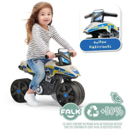 Falk Báscula moto policía 2 Años+ Ruedas Anchass Manillar Orientable Plástico Reciclado 40% FAL3016200000501