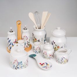 Ensemble salière et poivrier BERRIES Blanc Rouge Vert Bois Grès 210 ml 21 x 8,5 x 18 cm 4 Pièces