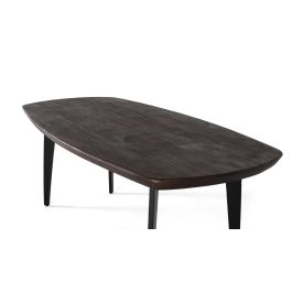 GINER Y COLOMER Table de salle à manger en bois de manguier 200 cm avec plateau ovale et pieds en fer noir, style minimaliste-industriel, finition noyer foncé