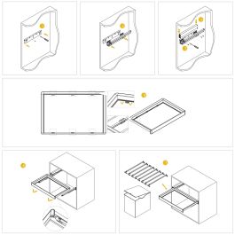 Emuca Kit de porte-pantalon à 7tringles, panier et rack ajustable Quartz pour armoires, glissières extension totale et à fermeture douce, Module 80cm, Finition Titane