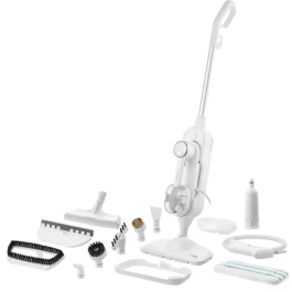 Sencor SSC 6010WH - Balai vapeur multifonction 2 en 1, 1500 W, chauffe 30s, 15 min de vapeur, réservoir 300 ml avec unité portative et accessoires